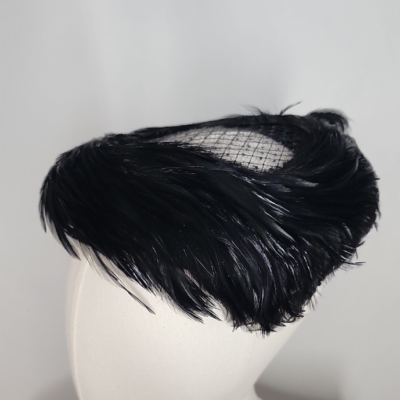 Vintage Black Feathered Hat - Picture 5 of 9